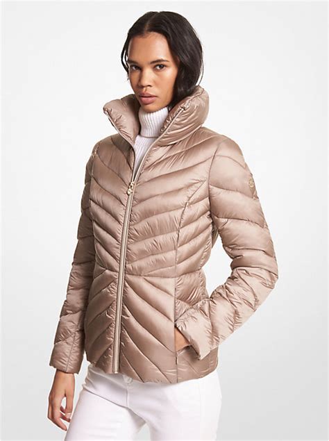 michael kors lightweight nylon racer jacket womens|Michael Kors packable puffer jacket.